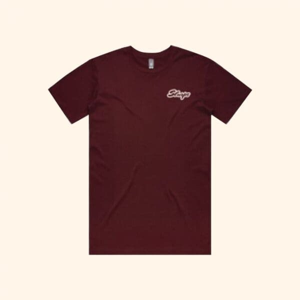 Burgundy Shirt with the slurps branding, front view